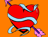 Desenho Coração com seta pintado por Miss Cat*