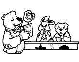 Desenho Professor urso e seus alunos pintado por jesus