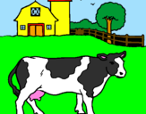 Desenho Vaca a pastar pintado por Rita Silveiro