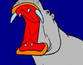 Desenho Hipopótamo com a boca aberta pintado por tue