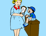 Desenho Enfermeira e menino pintado por Bianca