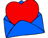 Desenho Coração num envelope pintado por Pipokinha