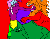 Desenho Gladiador contra leão pintado por beatriz gonçalvez batista