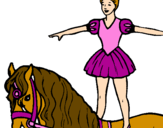 Desenho Trapezista em cima do cavalo pintado por Adriana