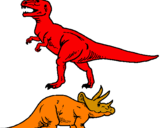 Desenho Tricerátopo e tiranossauro rex pintado por alexa