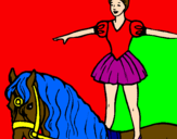 Desenho Trapezista em cima do cavalo pintado por Daniela