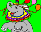 Desenho Elefante com 3 balões pintado por danizinha