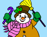 Desenho Boneco de neve com cachecol pintado por claudia