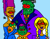Desenho Família de monstros pintado por PEDRINHO