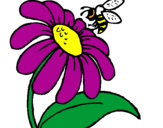Desenho Margarida com abelha pintado por lindas