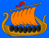 Desenho Barco viking pintado por jp