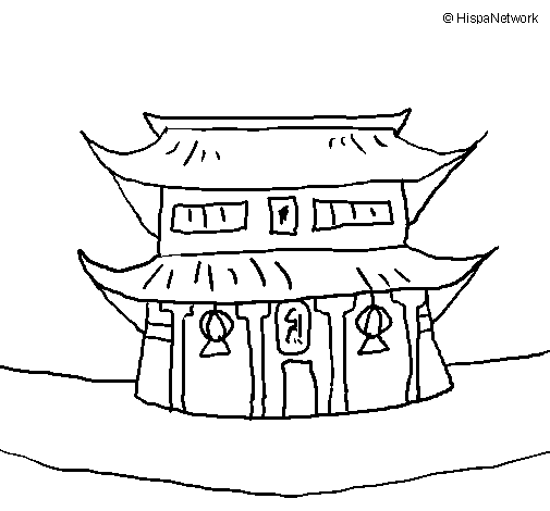 Desenho Templo japonês pintado por japao