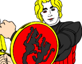 Desenho Cavaleiro com escudo de leão pintado por claudinei