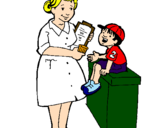 Desenho Enfermeira e menino pintado por Pati