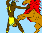 Desenho Gladiador contra leão pintado por ygor cezar