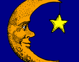 Desenho Lua e estrela pintado por senny