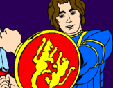 Desenho Cavaleiro com escudo de leão pintado por LAURA