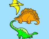 Desenho Três classes de dinossauros pintado por jessica martins