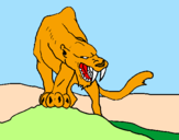 Desenho Tigre com dentes afiados pintado por LÍLIA