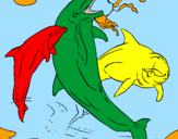 Desenho Golfinhos a brincar pintado por anna carol