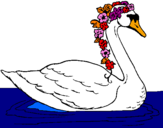 Desenho Cisne com flores pintado por Cisne com Flor