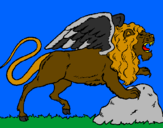 Desenho Leão alado pintado por cesar