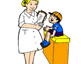 Desenho Enfermeira e menino pintado por poof