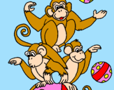 Desenho Macacos a fazer malabarismos pintado por henryque