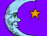 Desenho Lua e estrela pintado por giovanna laselva 8 anos