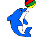 Desenho Golfinho a jogar com uma bola pintado por leonor enes