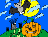 Desenho Paisagem Halloween pintado por giovani