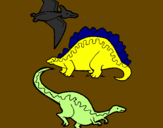Desenho Três classes de dinossauros pintado por ljhm,ç;;/