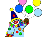 Desenho Palhaço com balões pintado por Naiara3