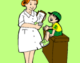 Desenho Enfermeira e menino pintado por Beatriz