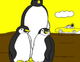 Desenho Familia pinguins pintado por jhonny