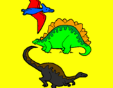 Desenho Três classes de dinossauros pintado por pap1