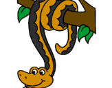 Desenho Serpente pendurada numa árvore pintado por maria