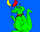 Desenho Crocodilo com balões pintado por JAVIER saez     4