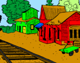 Desenho Estação de comboio pintado por Renan