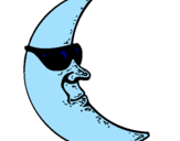 Desenho Lua com óculos de sol pintado por aline