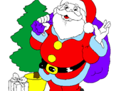 Desenho Santa Claus e uma árvore de natal pintado por catarina