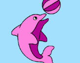 Desenho Golfinho a jogar com uma bola pintado por kelcia