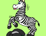 Desenho Zebra a saltar pedras pintado por clara