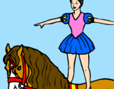 Desenho Trapezista em cima do cavalo pintado por Gabriele