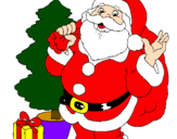 Desenho Santa Claus e uma árvore de natal pintado por veronika