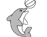 Desenho Golfinho a jogar com uma bola pintado por golfinho