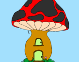 Desenho Casa cogumelo pintado por pri