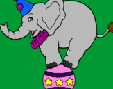 Desenho Elefante em cima de uma bola pintado por DANYELL