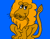 Desenho Leão pintado por tata