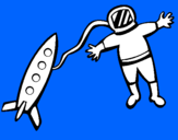 Desenho Foguete e astronauta pintado por TESTE